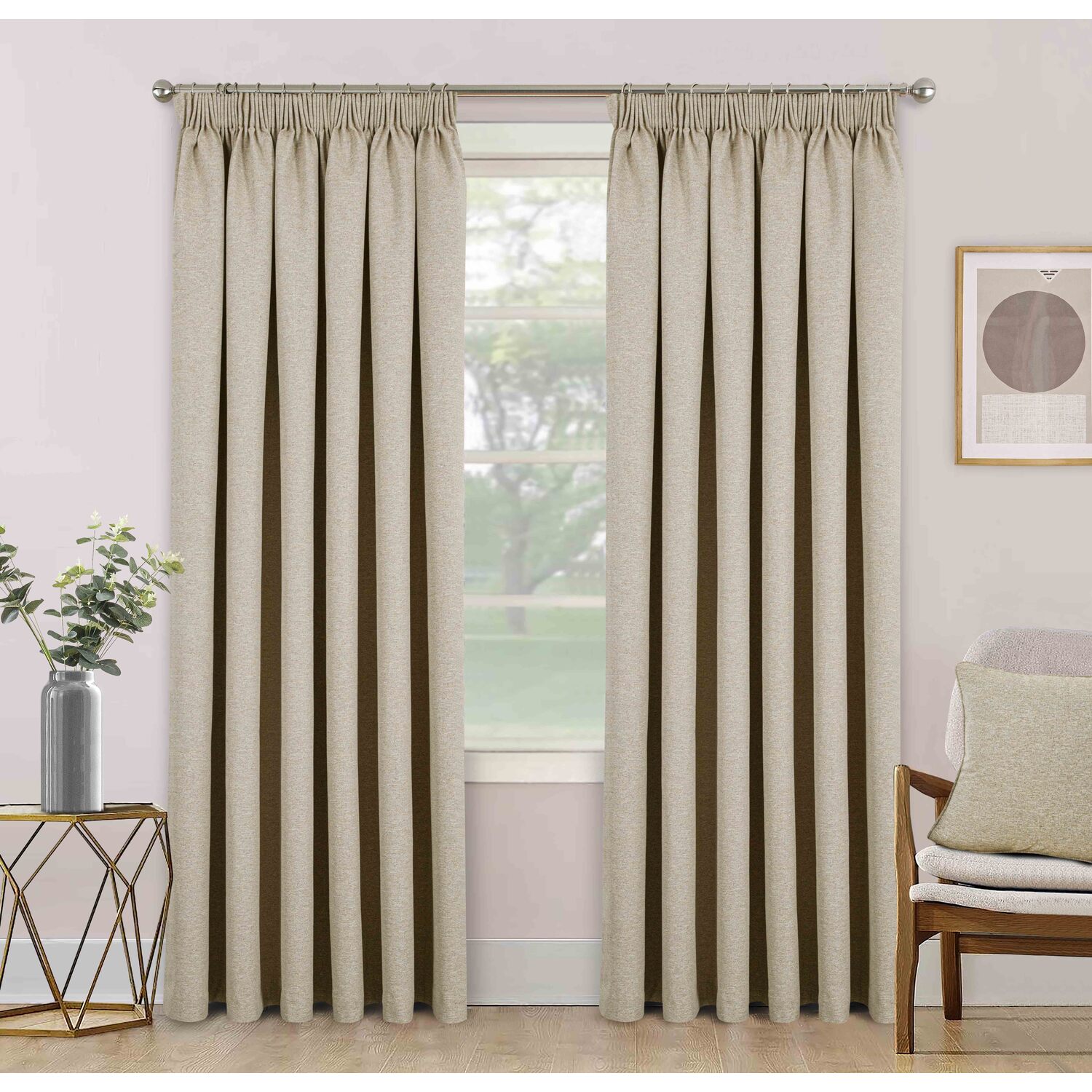 Divante Dusk Blackout Thermal Curtains - Natural / 168cm / 183cm Image 1