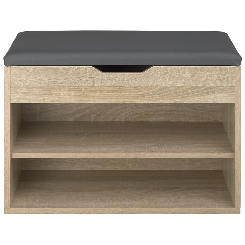 tectake Jasmina 2 Shelf Light Oak Sonoma Shoe Rack Bench with Cushion Image 6