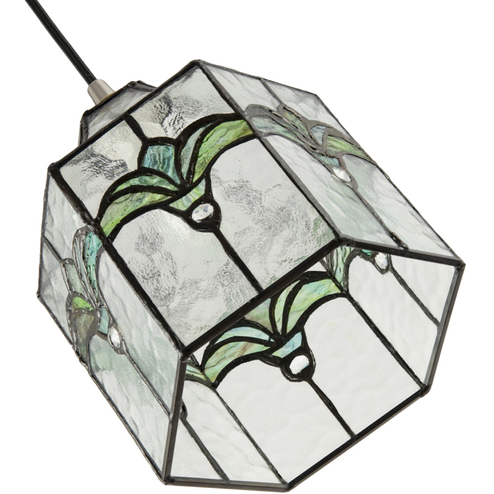 Happy Homewares Clear Water Glass and Emerald Green Tiffany Pendant Shade Image 5