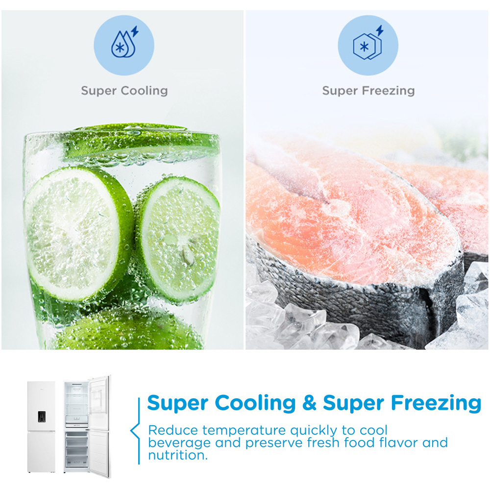 Midea MDRB379FGD01W White Total No Frost 273L Combi Fridge Freezer with Non-Plumbed Water Dispenser Image 6