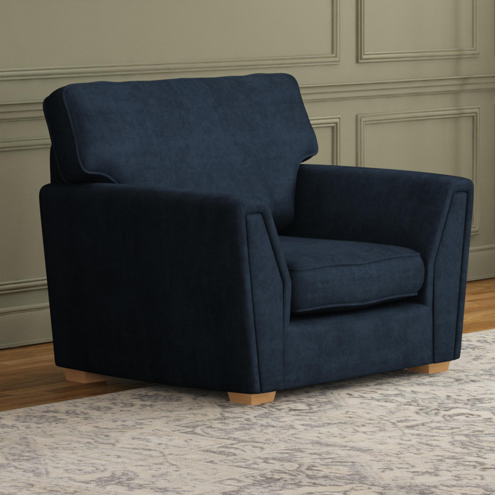 Wendleberry Royal Blue Plush Velvet Fixed Back Armchair Image 5