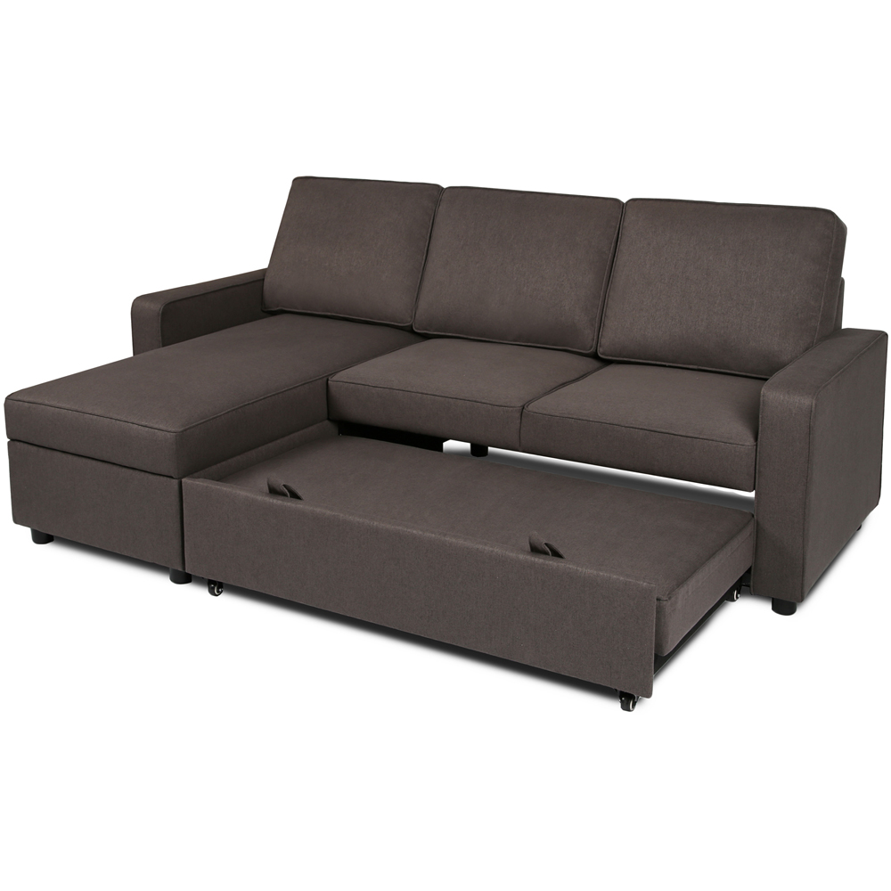 Selene 3 Seater Dark Grey Linen Corner Sofa Bed Image 4