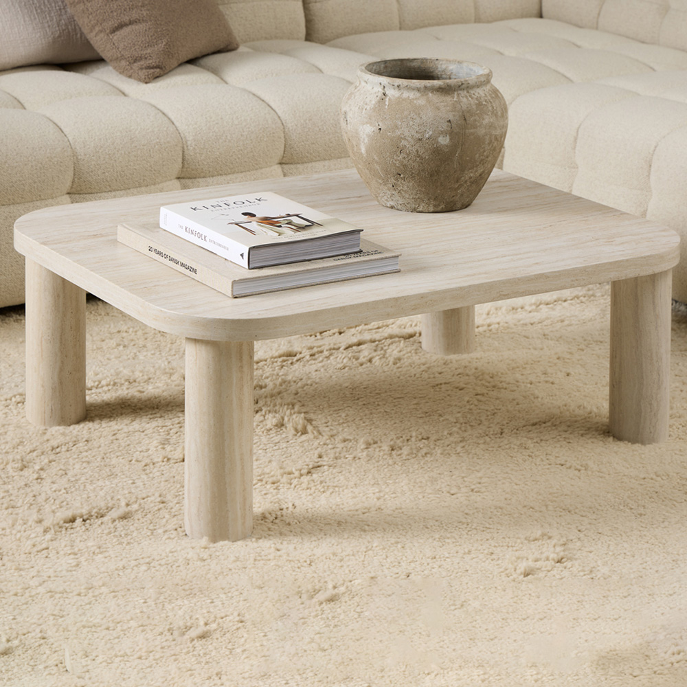 Florence Solano Light Travertine Rectangular Coffee Table Image 1