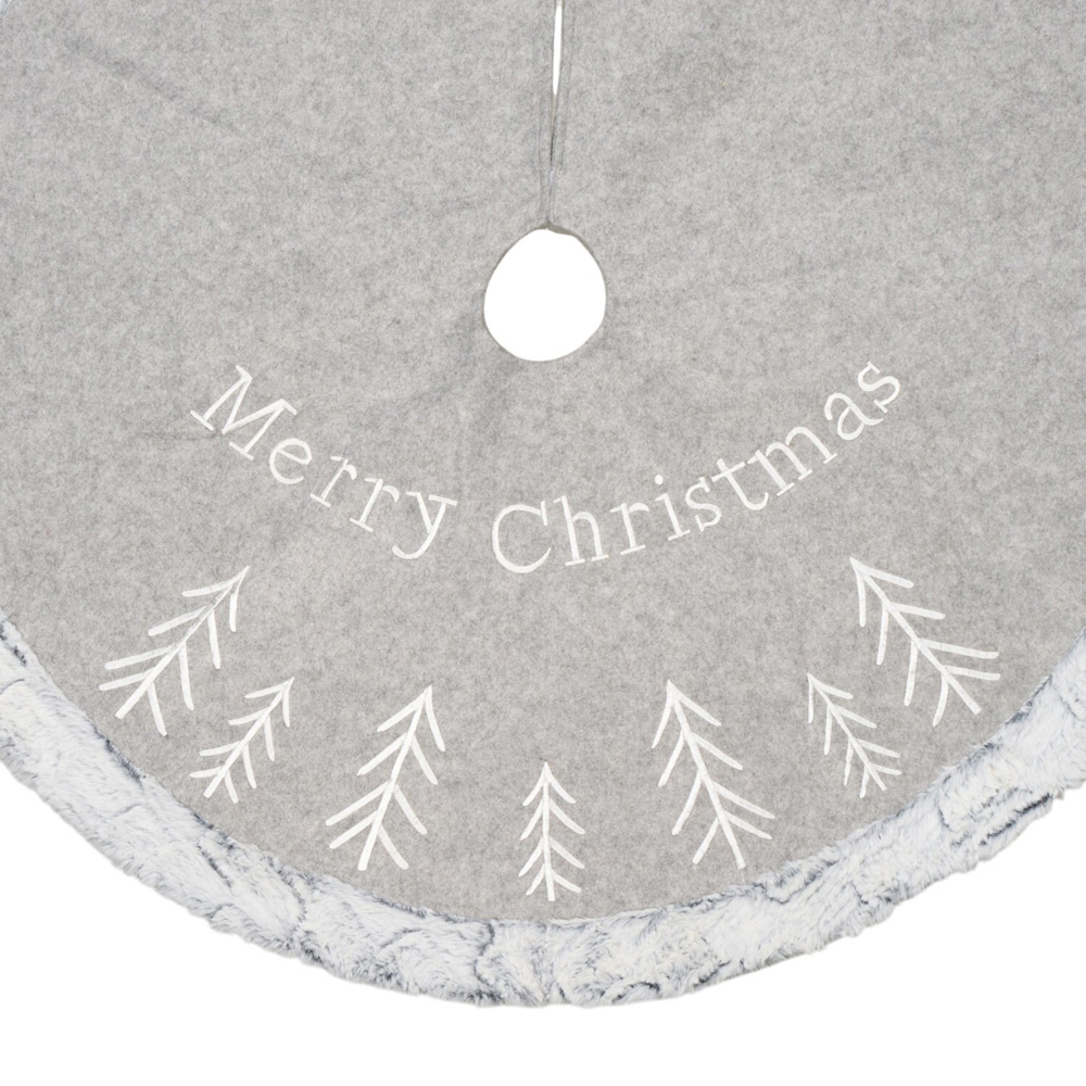 Merry Christmas Round Tree Skirt Grey Image 3