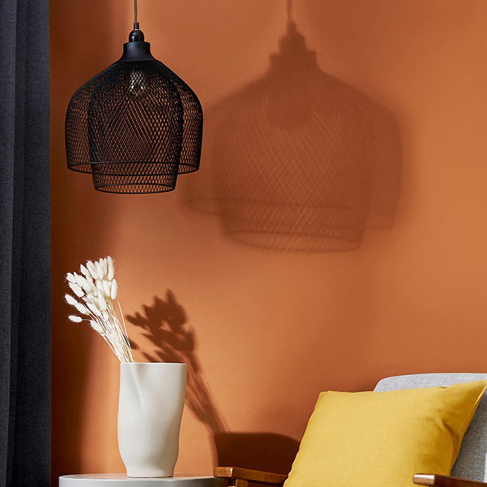 ValueLights Sigmund 2 Tier Matt Black Mesh Pendant Shade Image 2