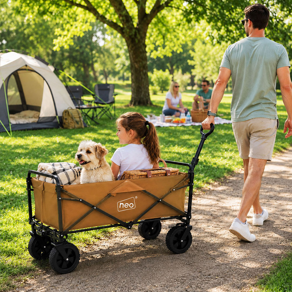 Neo Direct 140L Khaki Heavy Duty Folding Garden Trolley Cart Image 2