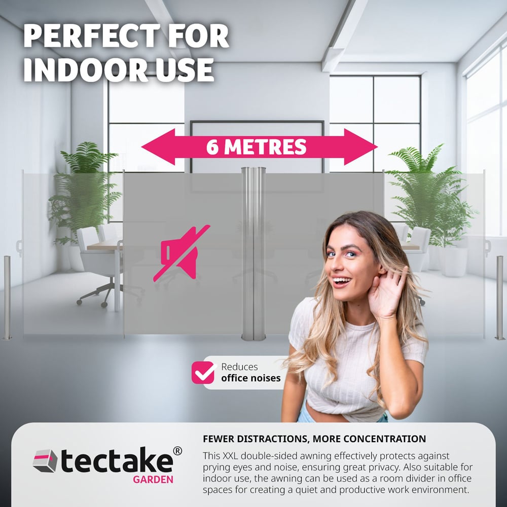 tectake Grey Double Sided Retractable Side Awning 2 x 6m Image 5