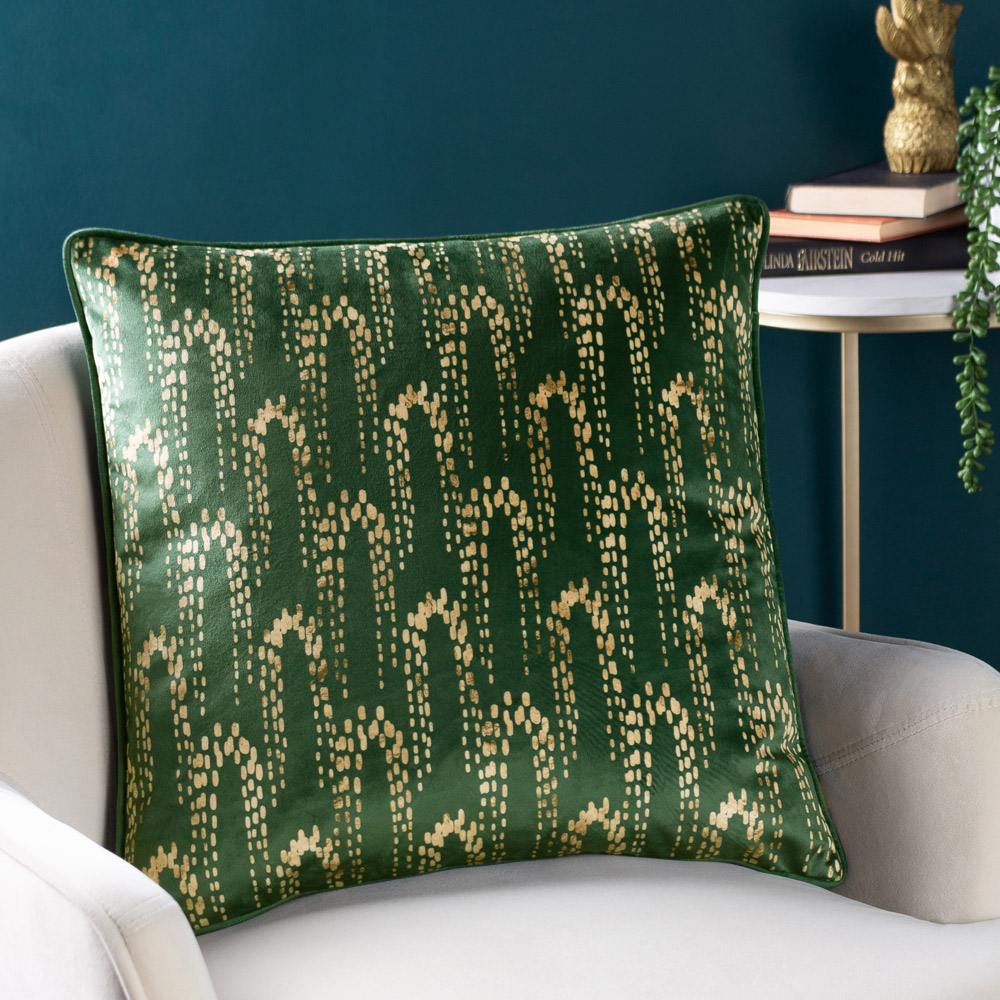 furn. Wisteria Emerald Velvet Touch Cushion Image 2