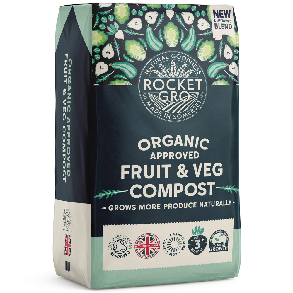 RocketGro Organic Approved Peat-Free Fruit and Veg Compost Bag 40L 50 Pack Image 3