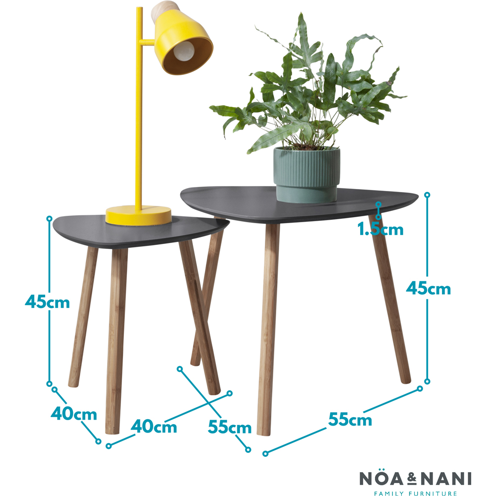Noa and Nani Malme Dark Grey and Natural Pine Nest of Tables Set of 2 Image 8