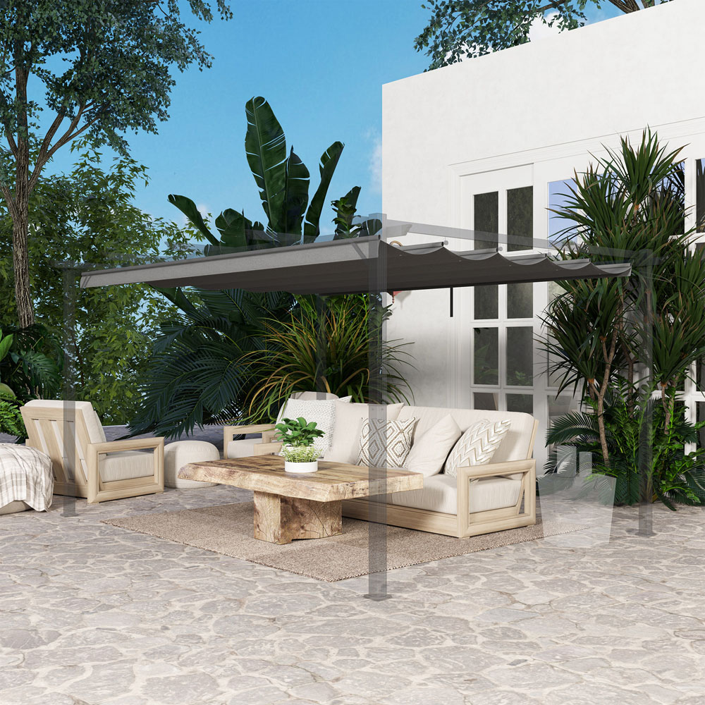 Outsunny 4 x 3m Light Grey Pergola Shade Cover Replacement Canopy Image 5