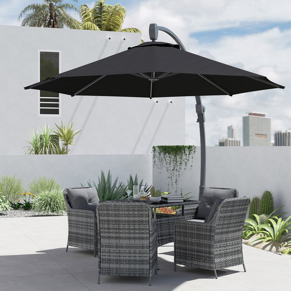 Outsunny Black Crank and Tilt Cantilever Parasol 3m Image 4