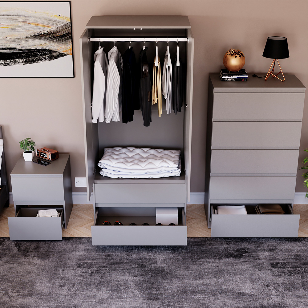 Vida Designs Denver Grey 3 Piece Bedroom Furniture Set Image 4