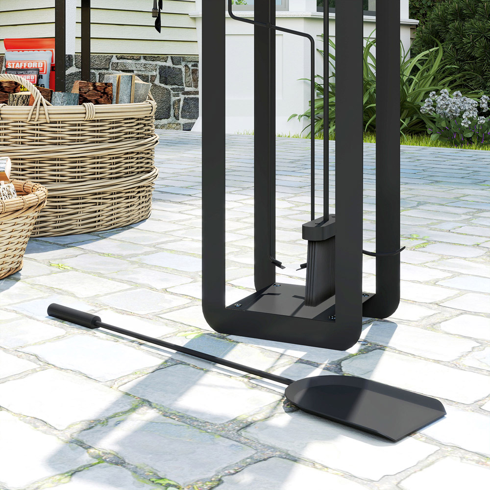 Outsunny 5 Piece Black Metal Fireplace Companion Set Image 3