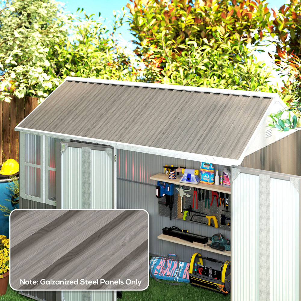 Outsunny Grey Wood Effect Metal Greenhouse Roofing Sheet 12 Pack Image 2