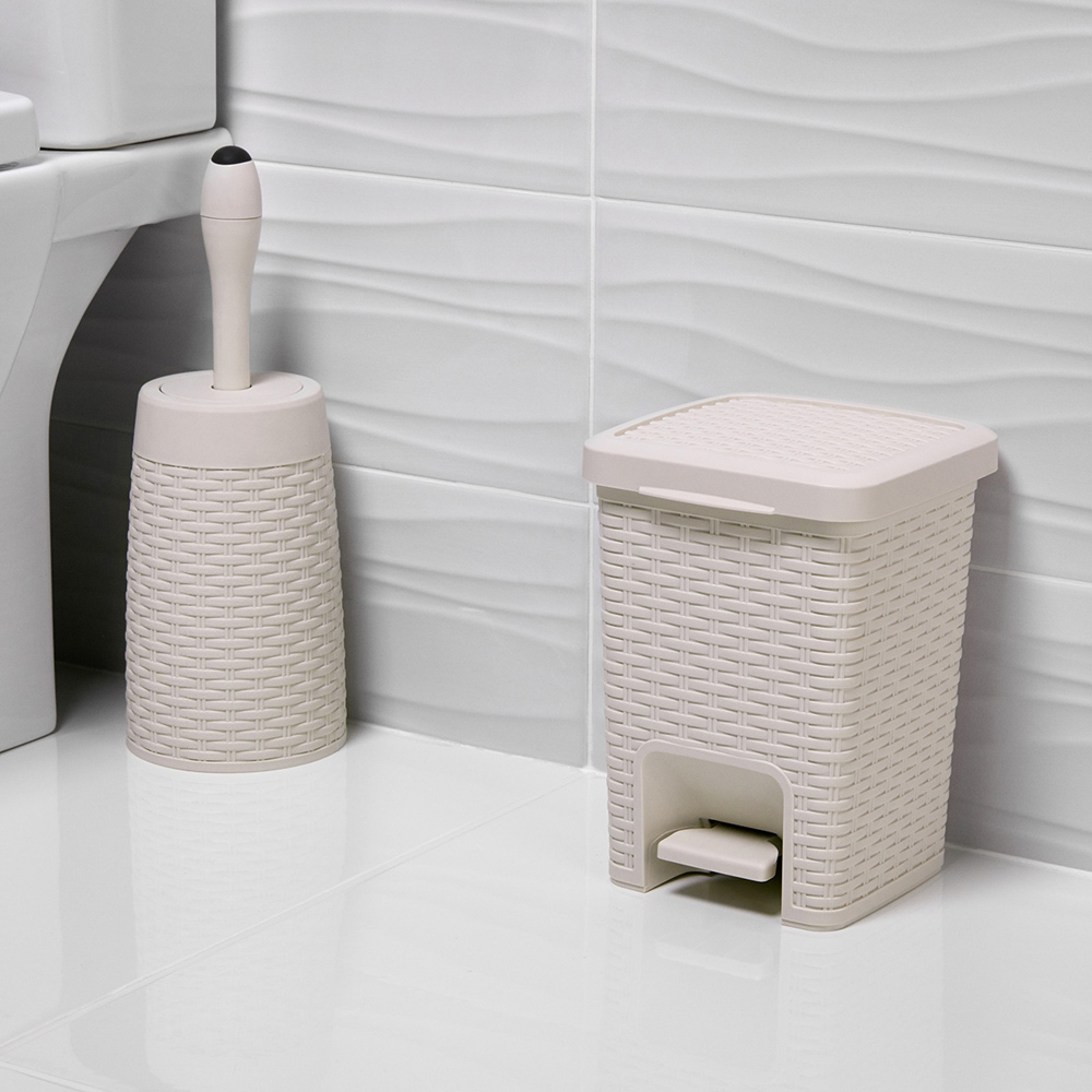 Addis Beige Rattan Bath Pedal Bin Image 7
