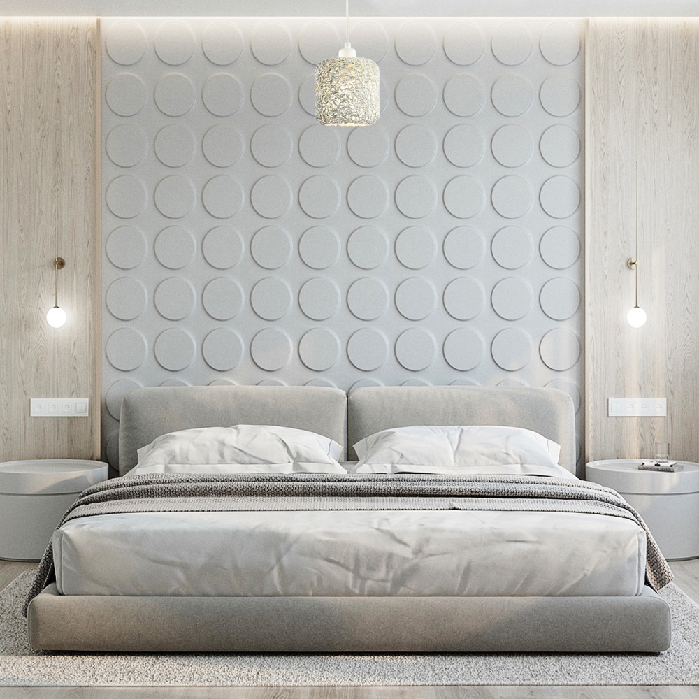 Happy Homewares Industrial Retro Style Twisted Wire Mesh Metal White Gloss Pendant Shade Image 2