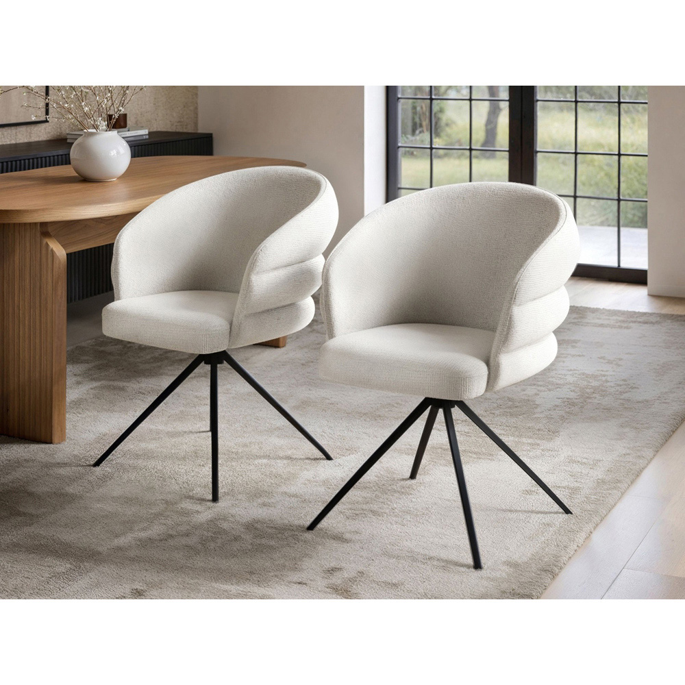 SOLACE+CO Eira Set of 2 Cream Swivel Dining Chair Image 5