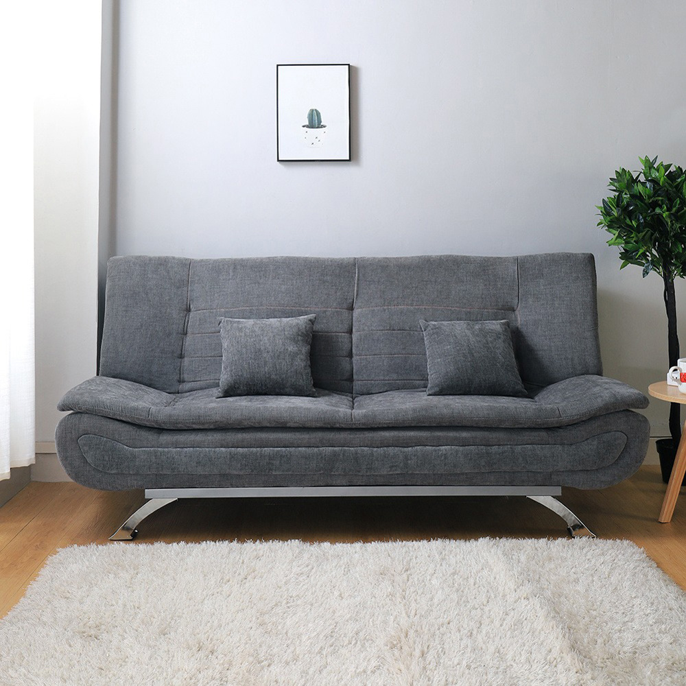 Living and Home 2 Seater Grey Linen Fabric Sofa Bed Image 5
