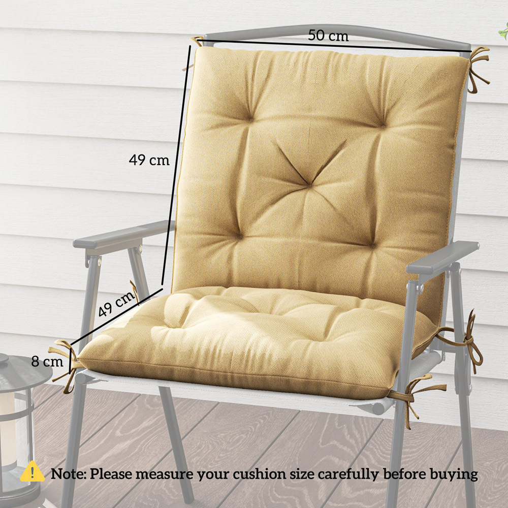 Outsunny Khaki Garden Chair Cushions 49 x 50cm 2 Pack Image 9