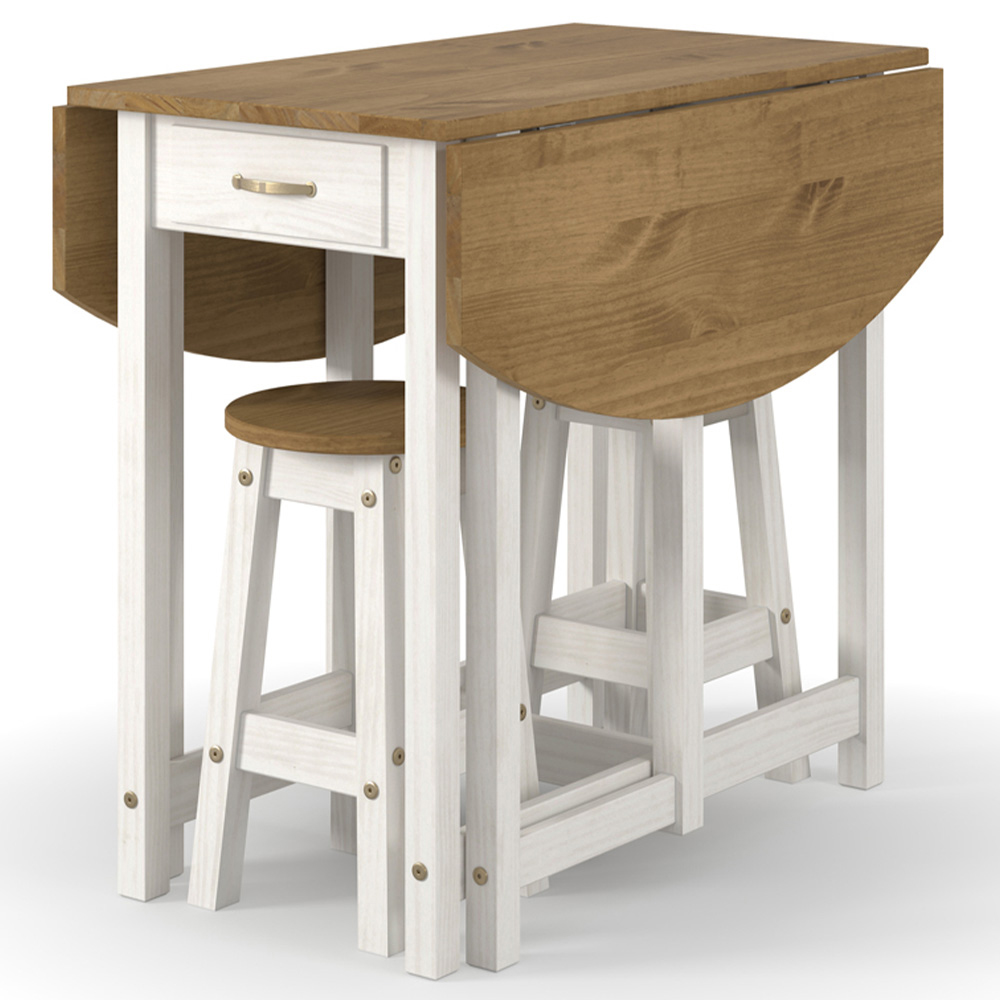 Core Products Corona 2 Seater Drop Leaf Oval Breakfast Table Set White Image 3