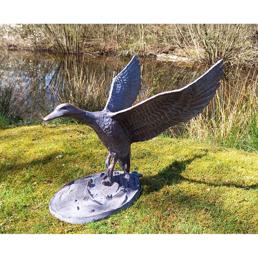 Inspirational Gifting Flying Duck Cast Aluminium Garden Ornament Image 2