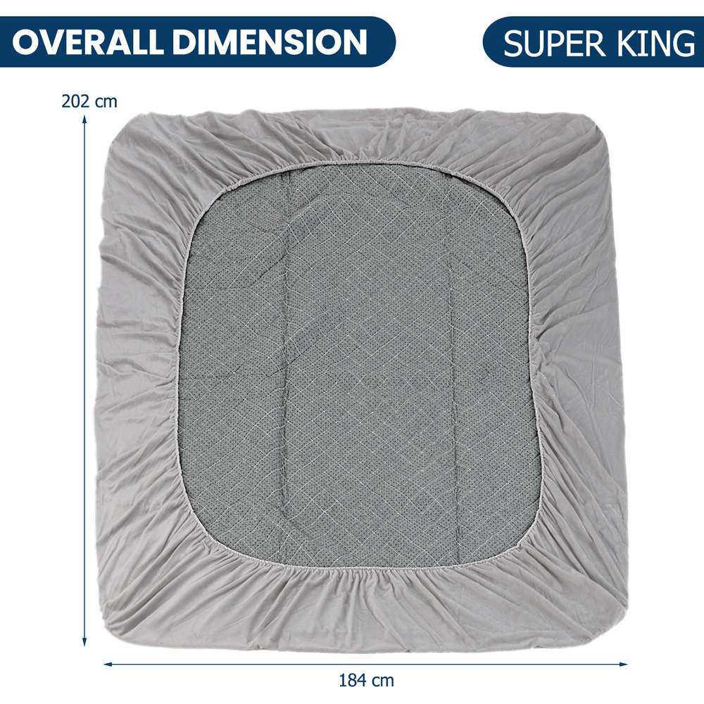 Costway King Size Grey Luxury Super Soft Velvet Mattress Protector Image 9