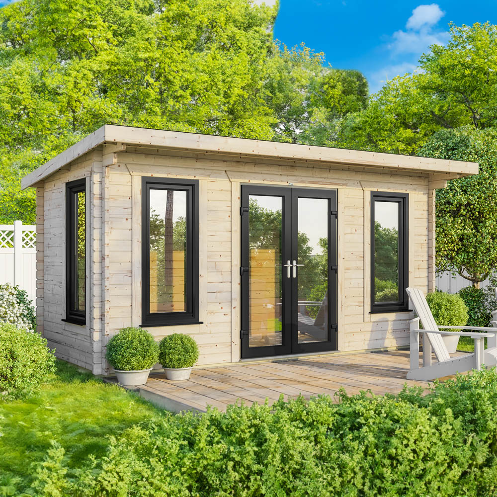 Power Sheds 18 x 8ft Centre Double Door Pent Log Cabin Image 2