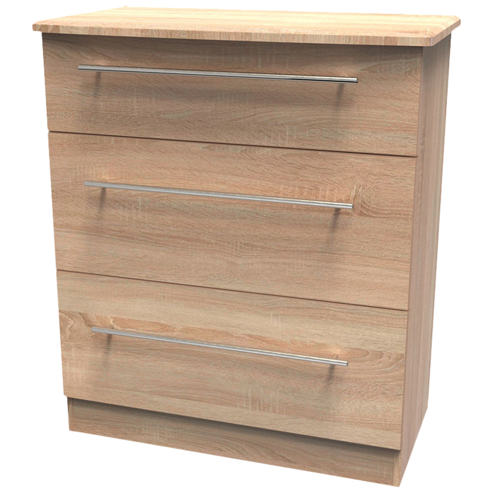 Crowndale Sherwood 3 Drawer Bardolino Oak Deep Chest of Drawers Image 4