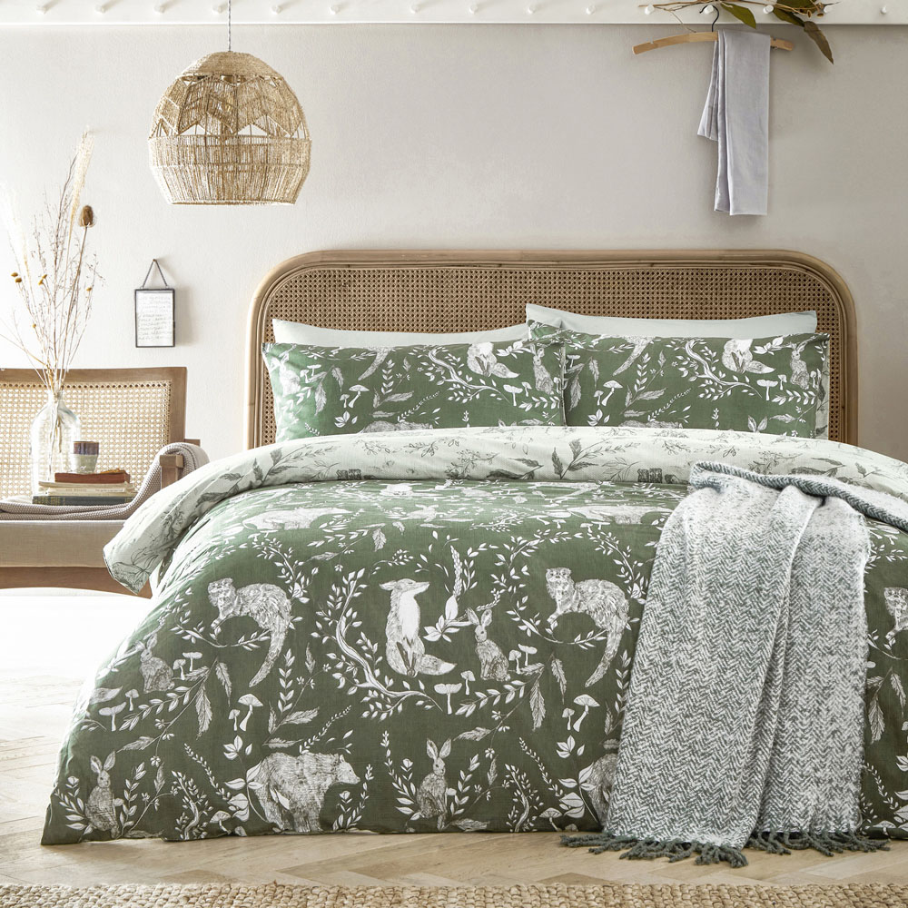 furn. Buckthorn Woodland Super King Evergreen Duvet Set Image 4