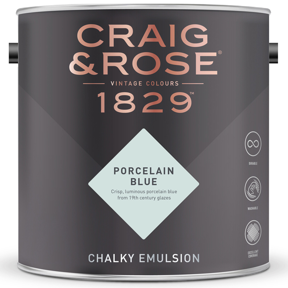 Craig & Rose Walls and Ceilings Porcelain Blue Chalky Emulsion Paint 5L Image 2
