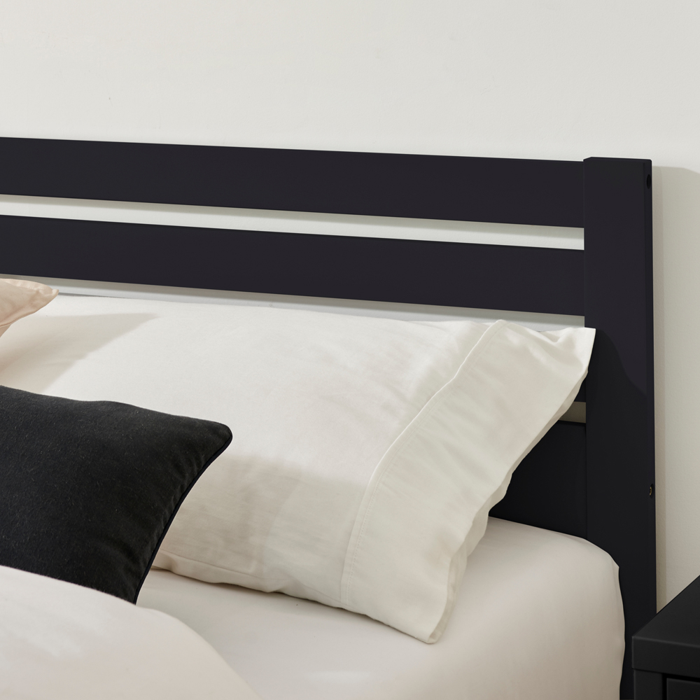 Furniturebox Cadhla Double Dark Grey Solid Pine Bed Frame Image 3