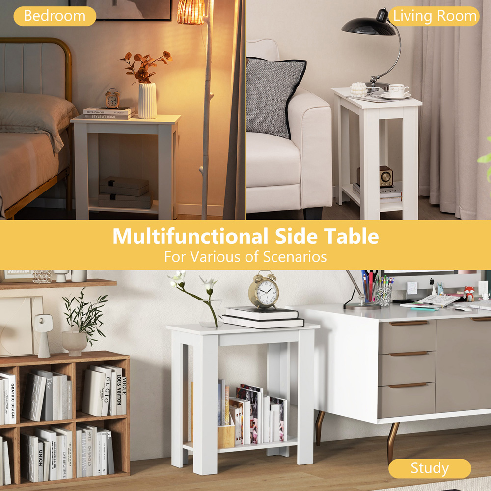 Costway Single Shelf White Side Table | Homebase