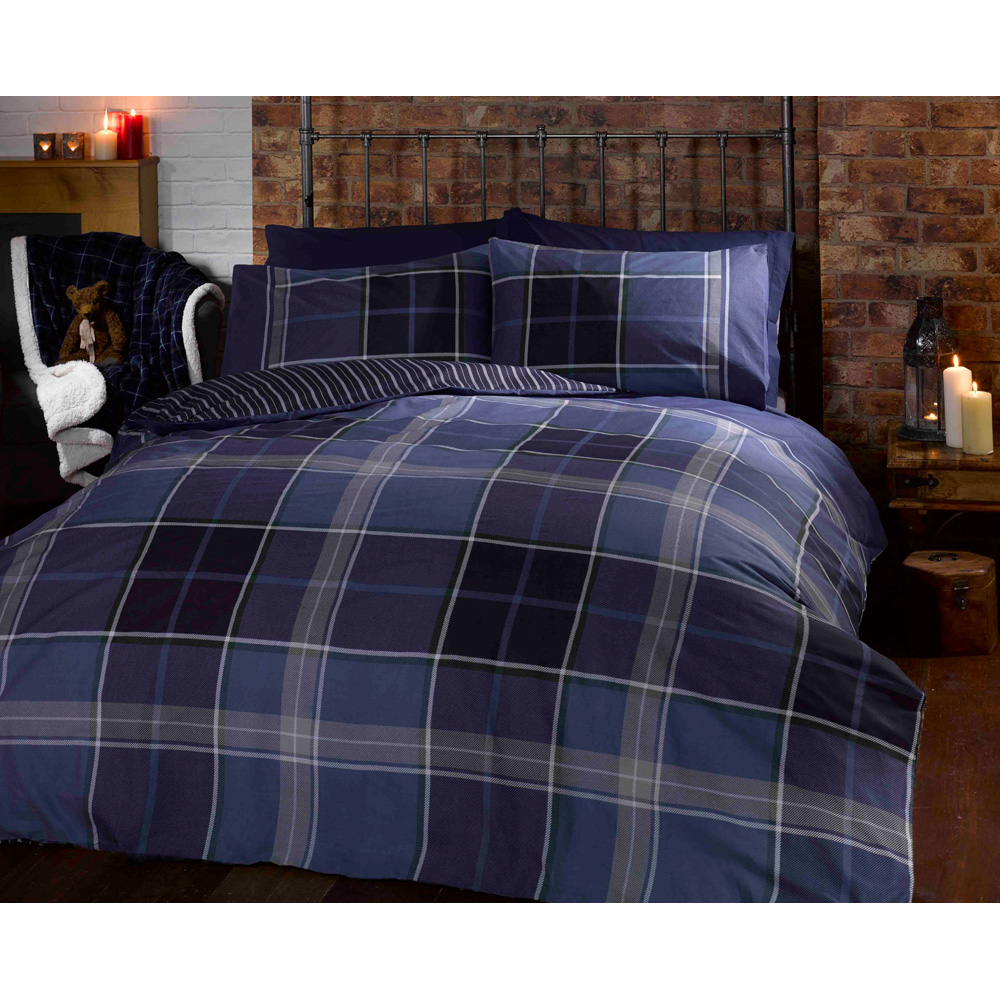Rapport Home Argyle King Size Blue Duvet Set Image 2