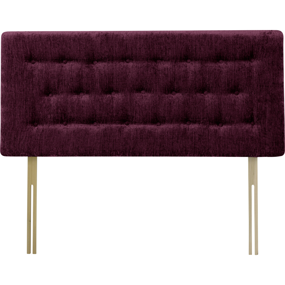 Bedmaster Lona King Size Aubergine Chenille Buttoned Headboard Image 2