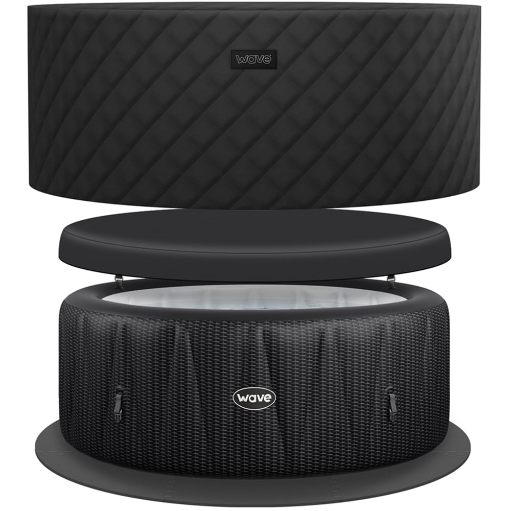 Wave Spas Atlantic 4 Person Slate Rattan Round Inflatable Hot Tub with EnergySave Bundle Image 3
