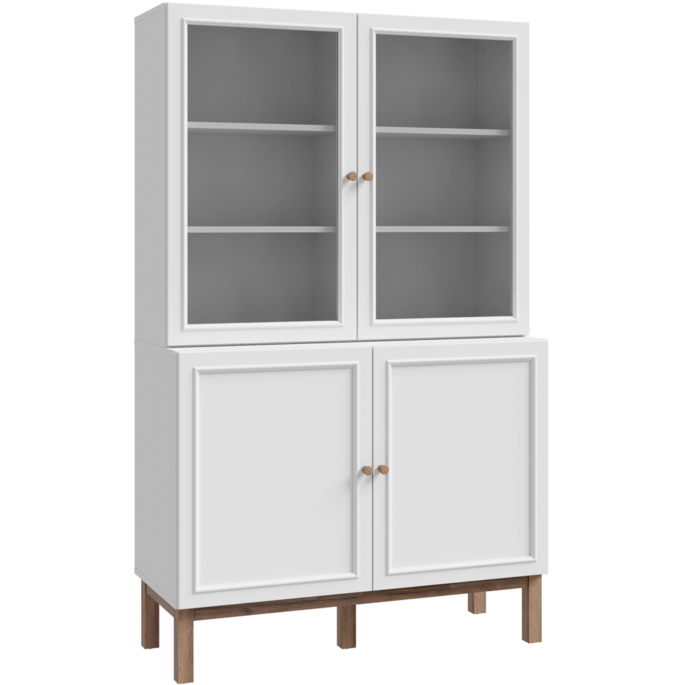 Florence Wensley 4 Door Light Grey and Oak Glass Display Cabinet Image 2