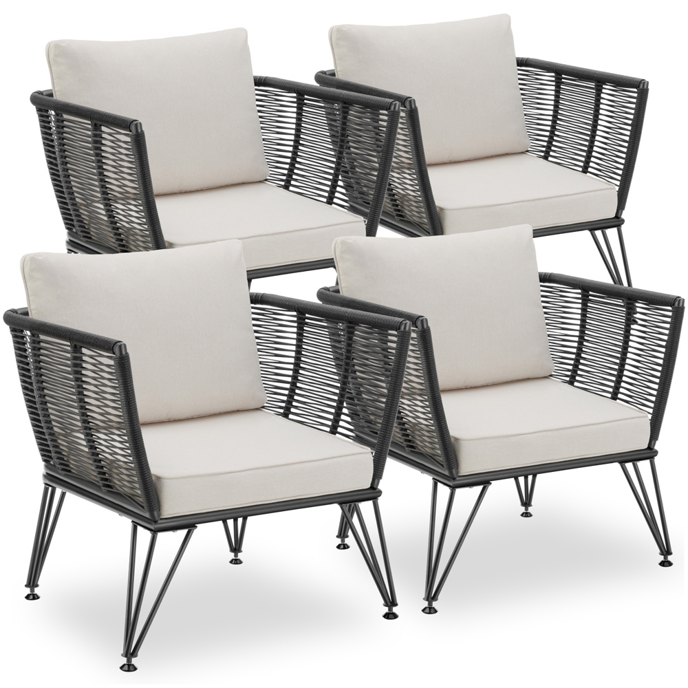 tectake Valeiras Set of 4 Woven Rope Design Accent Chair Image 2