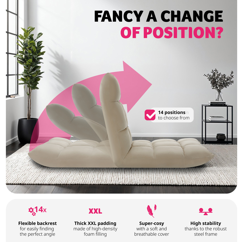 tectake Snooze 2 in 1 Beige Recliner Armchair and Lounger Image 5