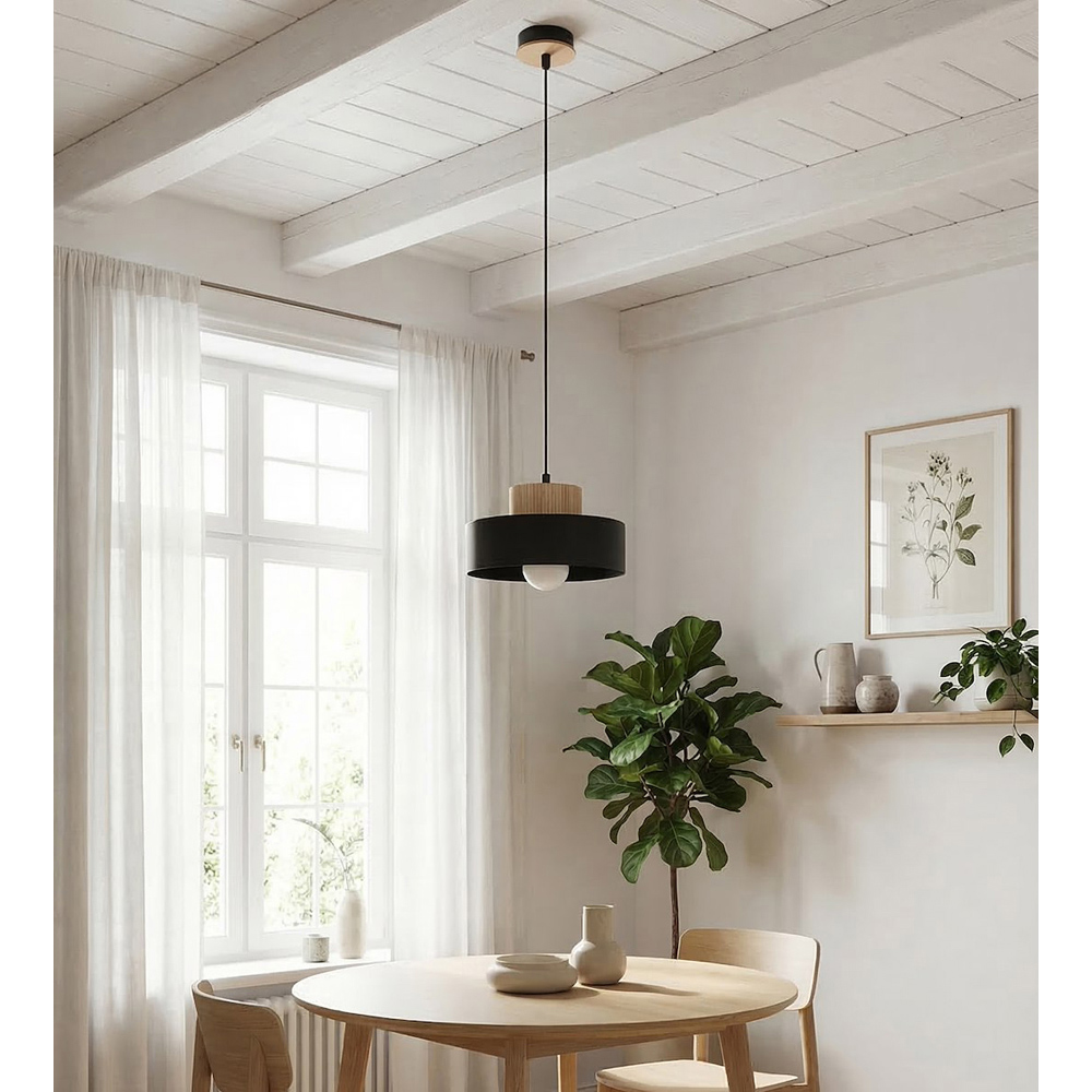 Emibig Kivi Layered Shade Black E27 Small Ceiling Pendant Light Image 3
