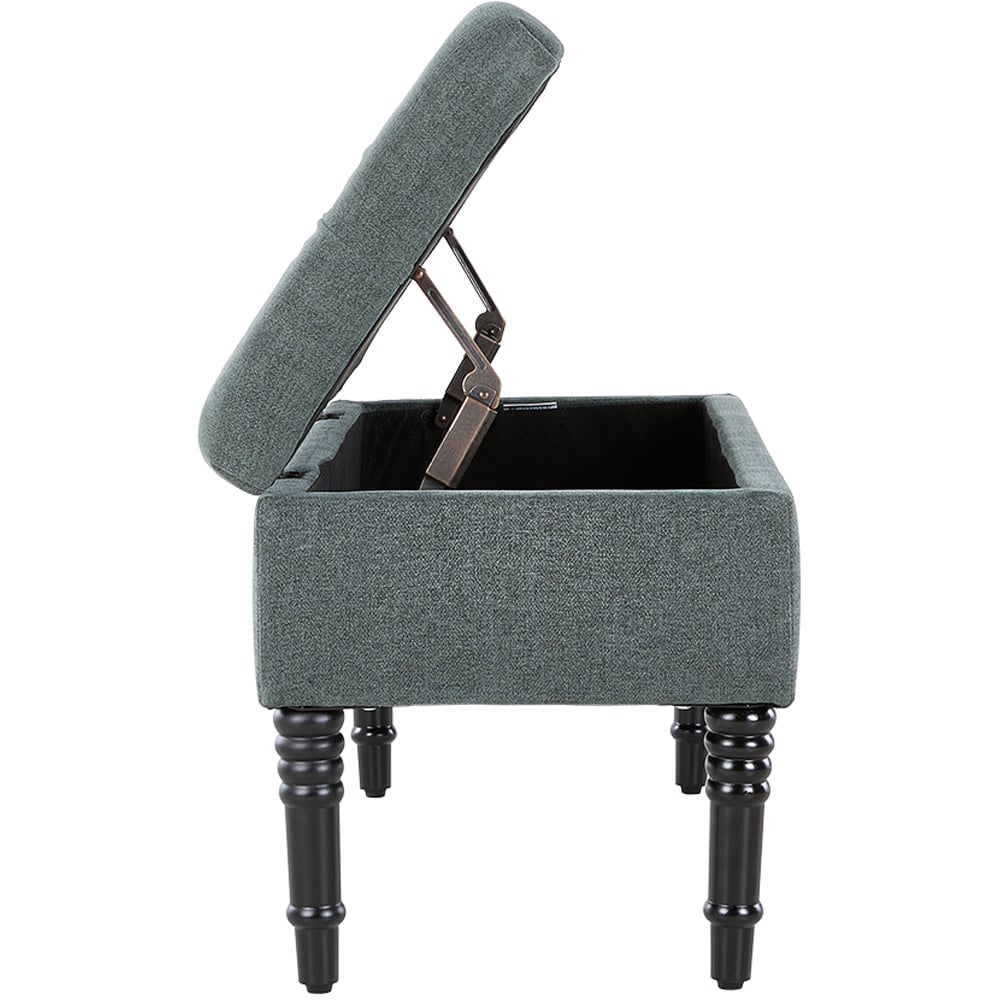 Living and Home 2 Seater Green Vintage Linen Ottoman Bench Image 6