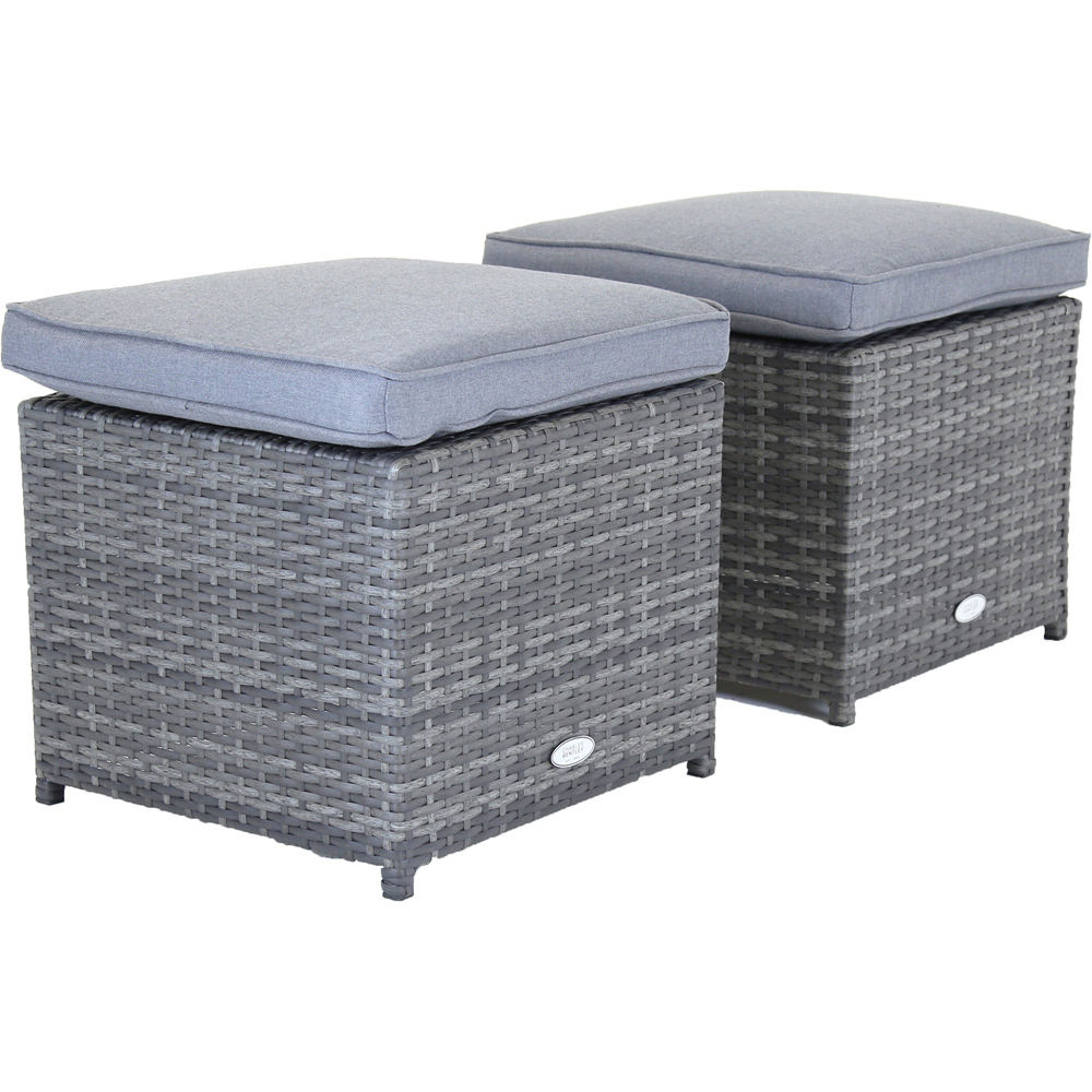 Charles Bentley Grey Rattan Foot Stool Set of 2 Image 2