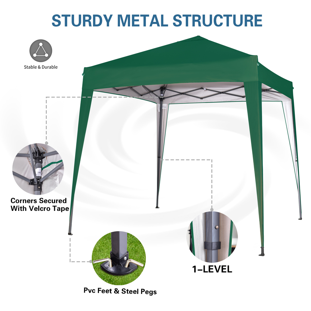 Green Pop Up Outdoor Canopy Tent with Removable Sidewalls 2 x 2m Image 7