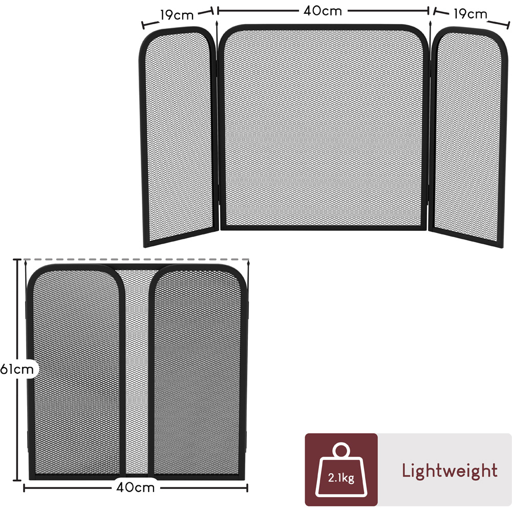 Fire Vida Roxby 3 Panel Fire Guard Black Image 6