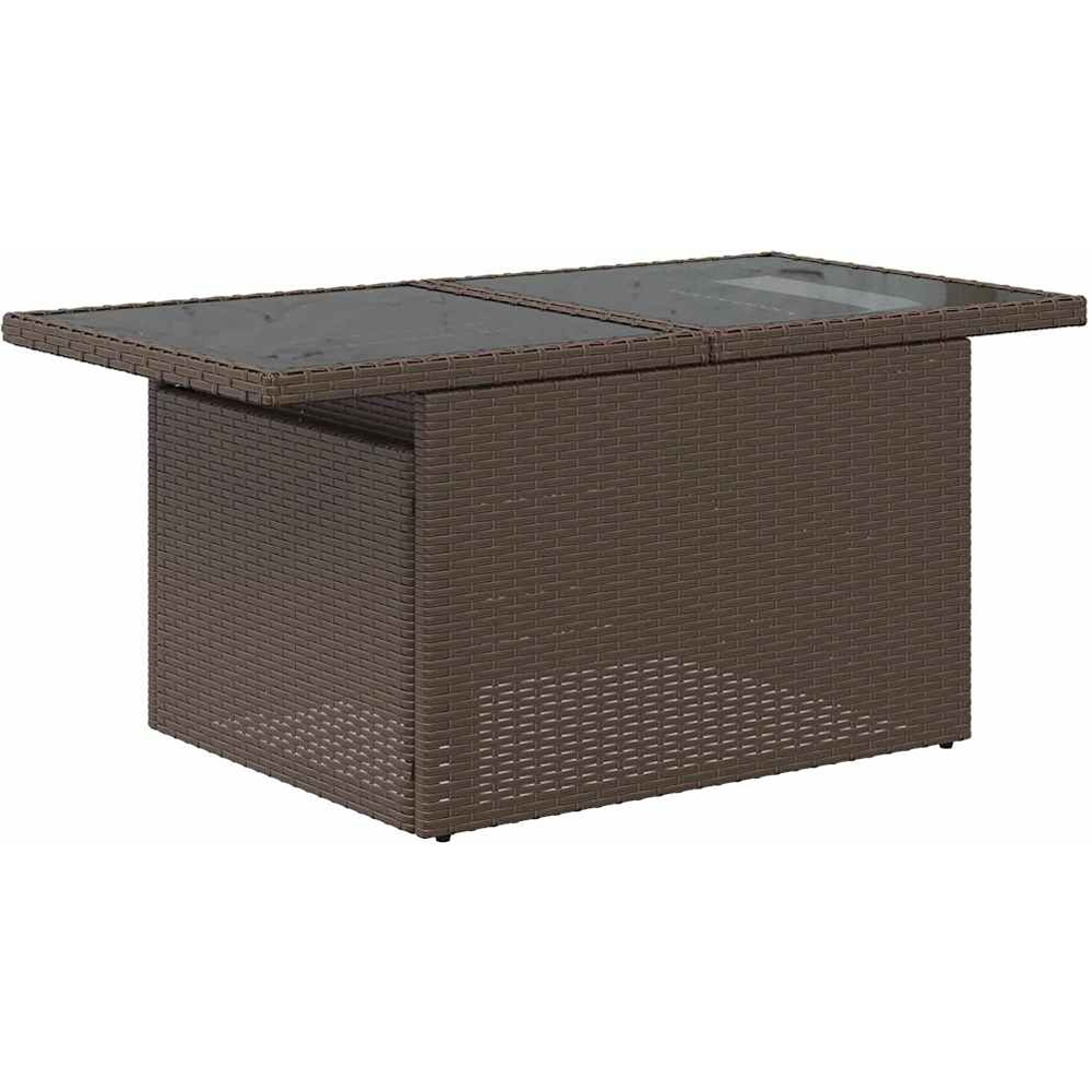 Walplus 2 Seater Brown Poly Rattan Liftable Glass Top Convertible Garden Dining Table Image 3