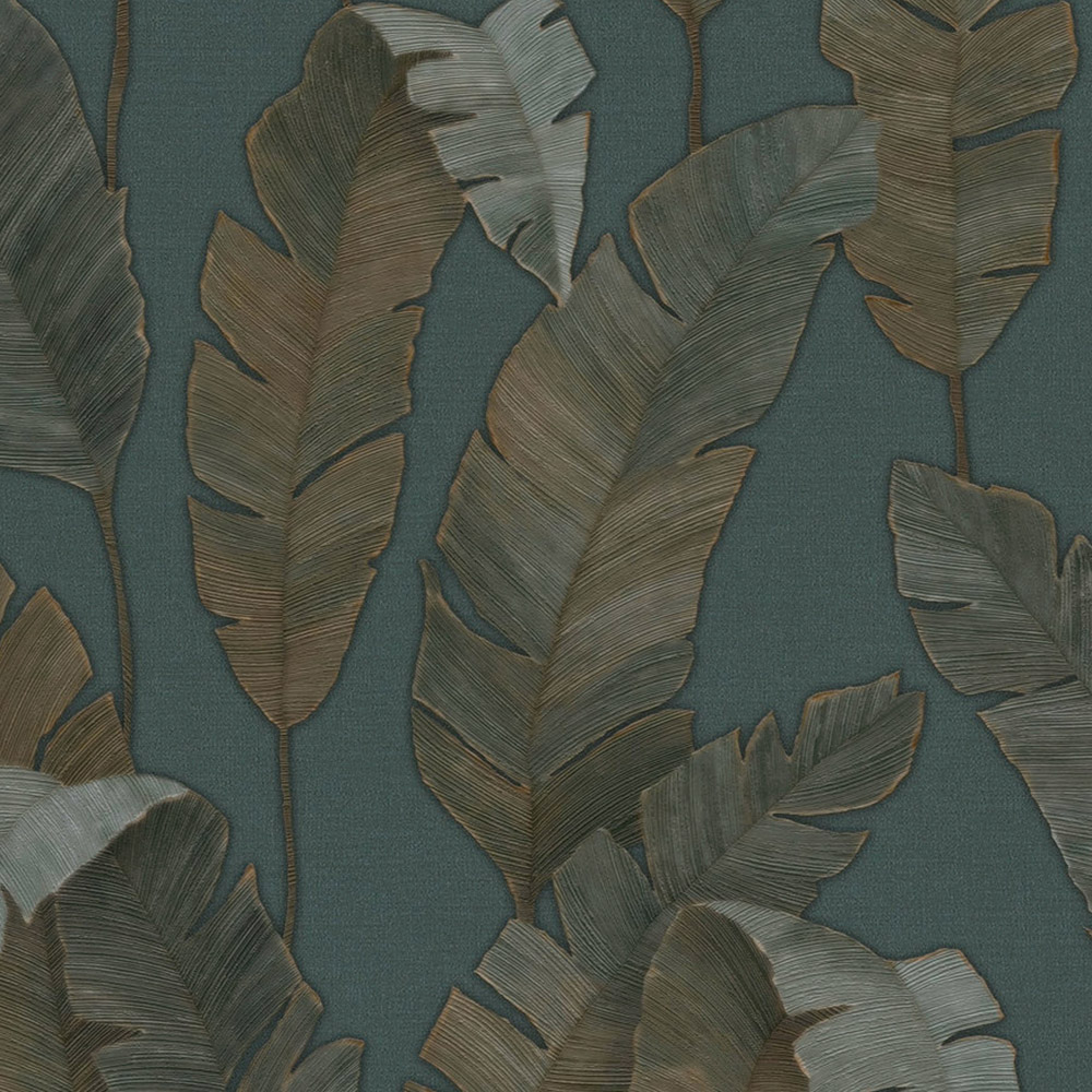 A.S Creation Leaf Blue Non-Woven Wallpaper Image 1