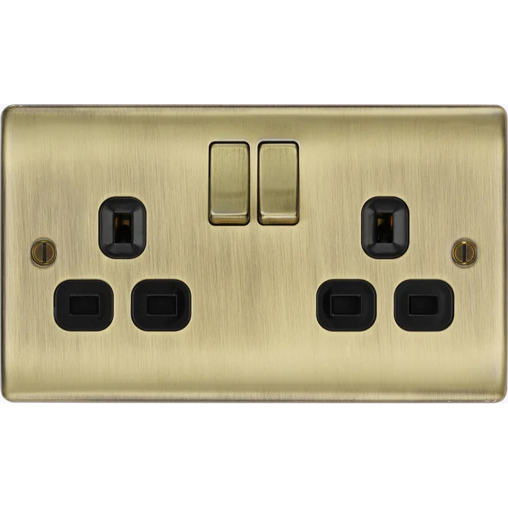 BG Nexus Metal 2 Gang Socket Antique Brass Image 2