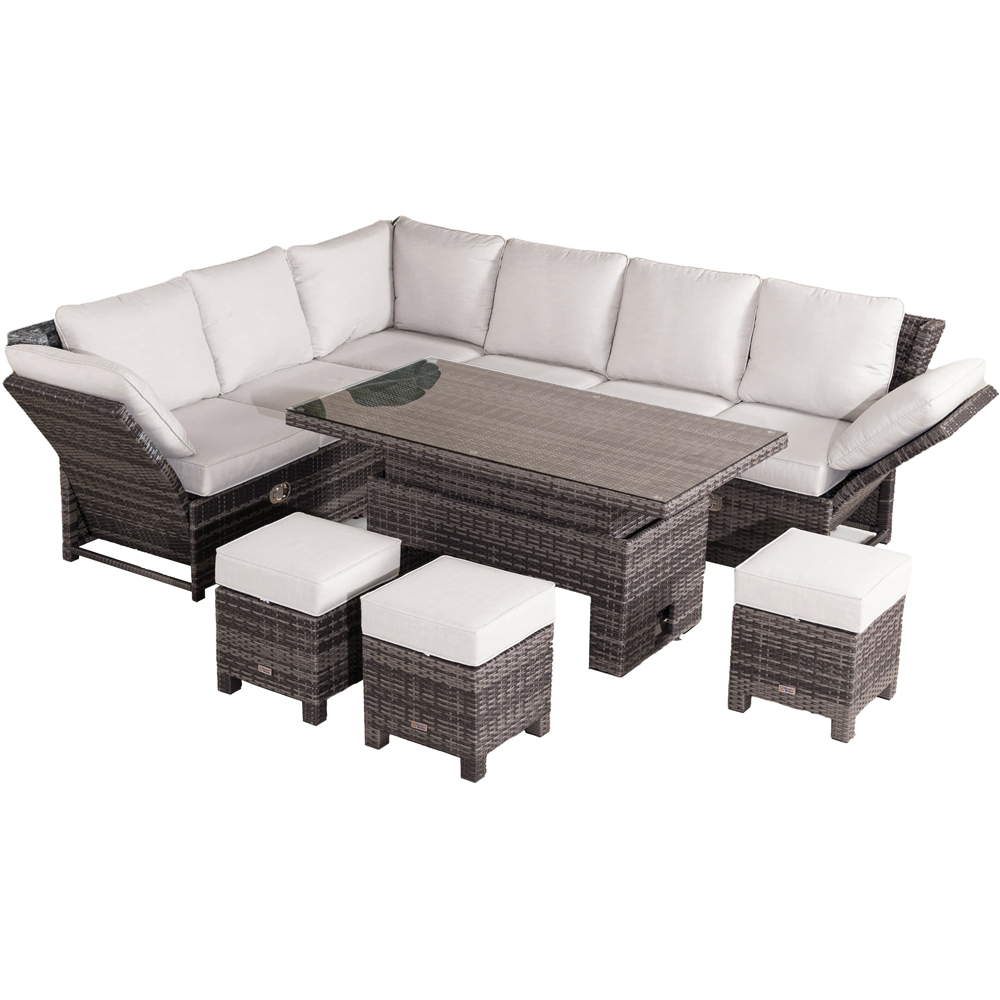 Direct Wicker Brown 8 Seater Rattan Garden Corner Sofa Set with Rising Table and Ottomans Image 2