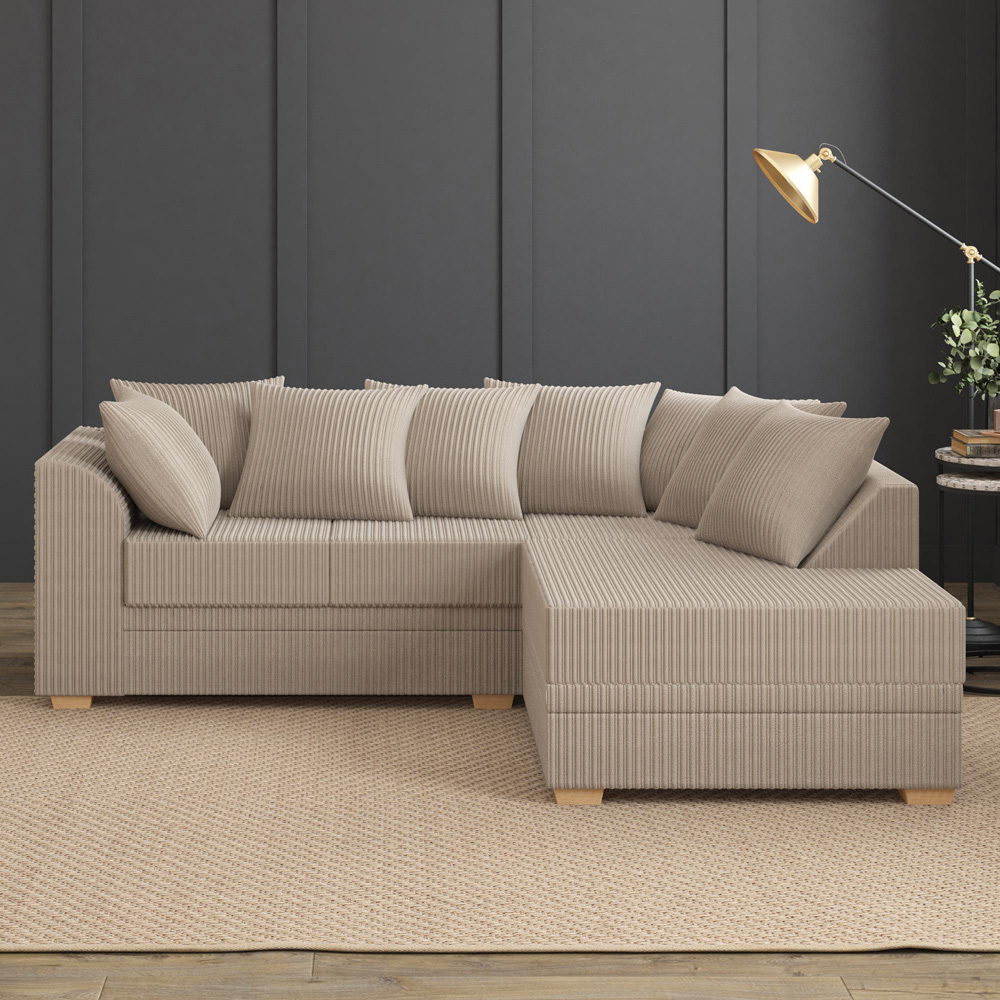 Modo 3 Seater Sable Jumbo Cord Right Hand Scatter Back L-Shape Corner Sofa Image 6