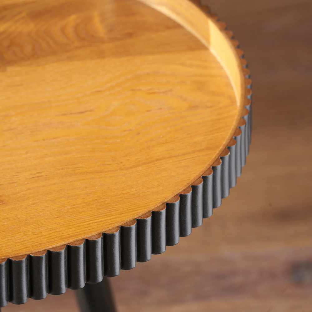 Pacific Lifestyle Hammond Natural and Black Pine Wood Side Table Image 4